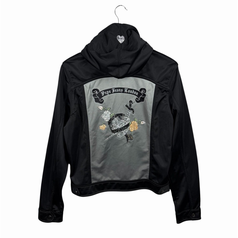 Vintage Pepe Jeans London Rhinestone Embroidered Embellished Hooded Jacket‎